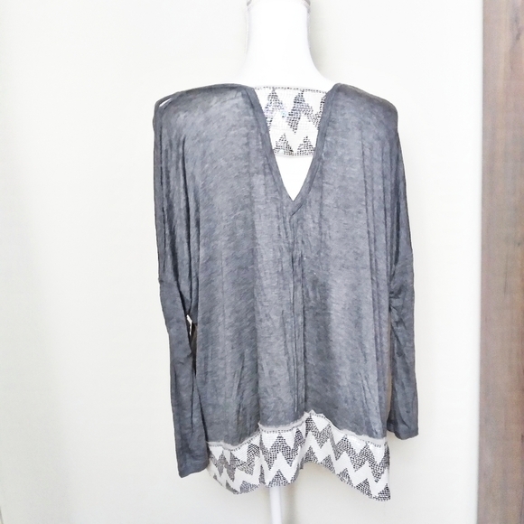 Dolan Anthropologie Gray Deep V Neck Sequin Blouse - Picture 2 of 7